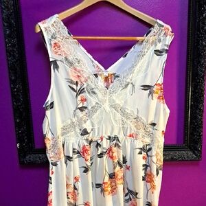 Floral and Lace Ugmee Sleeveless Summer Dress. See Through Lace Bodice. Sz Large